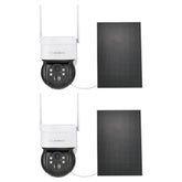 Pack of 2, 4MP Pan & Tilt Wire-Free IP Camera, Battery/Solar Powered, Color Night Vision, 2-Way Audio, Works with Alexa, PIR Humanoid Detection